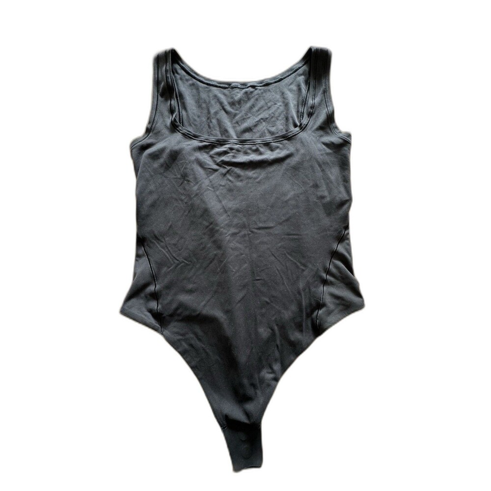 Lululemon Wundermost Nulu Square-Neck Sleeveless Bodysuit Black Size XS/S Thong